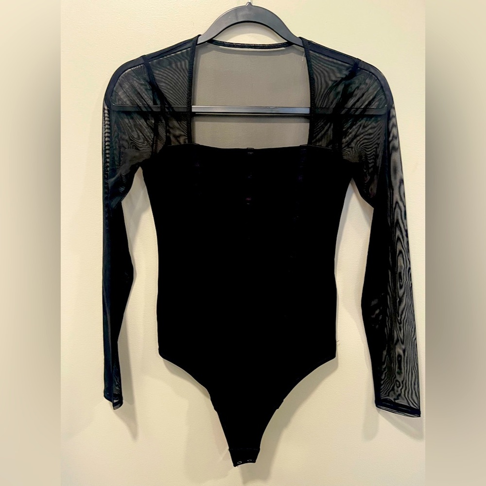 Abercrombie and Fitch A&F  Sheer Long Sleeve Bodysuit Corset Size XS